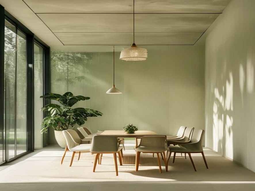 Bright meeting room with wellness materials